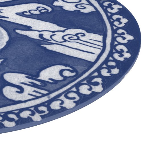 Planche À Découper Blue White Rabbit Nuages Lune Antique Chinoiserie (Coin)