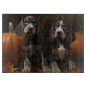 Planche À Découper Bluetick Coonhound Chiot Automne Citrouille de pla (Devant)