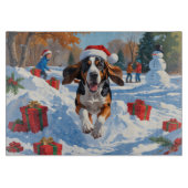 Planche À Découper Bluetick Coonhound Courir dans la neige avec Noël (Devant)