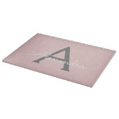 Planche À Découper Blush Pink Grey Modern Script Girly Monogram (Coin)