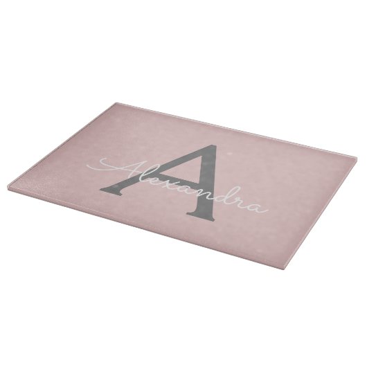 Planche À Découper Blush Pink Grey Modern Script Girly Monogram (Coin)