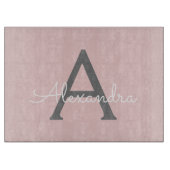 Planche À Découper Blush Pink Grey Modern Script Girly Monogram (Devant)