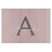 Planche À Découper Blush Pink Grey Modern Script Girly Monogram (Devant)