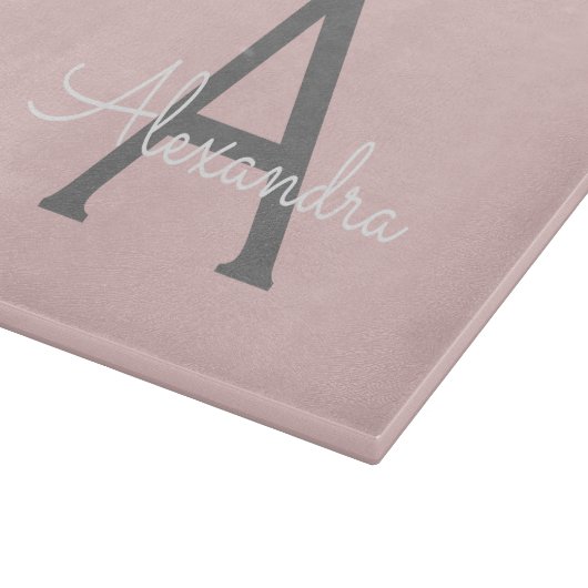 Planche À Découper Blush Pink Grey Modern Script Girly Monogram (Coin)