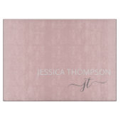Planche À Découper Blush Pink Simple Script Girl Nom Monogramme (Devant)