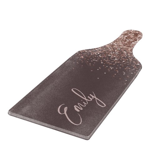 Planche À Découper Blush Rose Gold Terracotta Pailleté Monogramme (Coin)