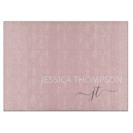 Planche À Découper Blush Rose Nom Monogramme Féminin Simple Script (Devant)