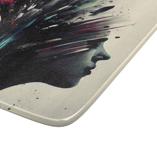 Planche À Découper Boho art abstrait avec visage de fille (Coin)