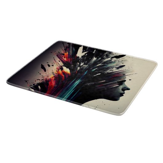 Planche À Découper Boho art abstrait avec visage de fille (Coin)