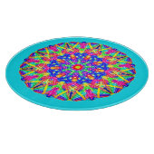 Planche À Découper Boho bleu rose jaune Mandala (Coin)