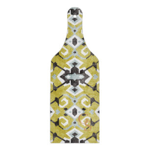 Planche À Découper Boho chic jaune ikat motif tribal monogramme