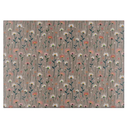 Planche À Découper Boho moderne Chic Fleur sauvage Motif de coupe (Devant)