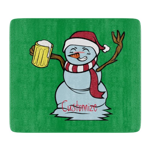 Planche À Découper Boire de la bière Snowman Drunk Thunder_Cove (Devant)
