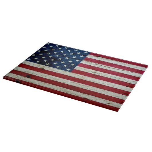 Planche À Découper Bois affligé par cool de drapeau américain (Coin)