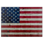 Planche À Découper Bois affligé par cool de drapeau américain (Devant)