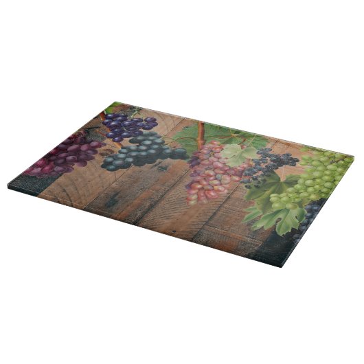 Planche À Découper Bois et raisins rustiques (Coin)