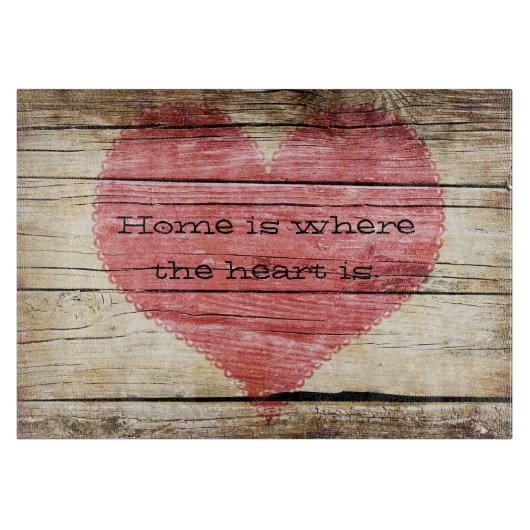 Planche À Découper Bois rustique avec coeur (Devant)