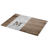 Planche À Découper Bois rustique et marbre Nom de famille Monogrammé (Coin)