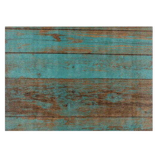 Planche À Découper Bois Turquoise rustique (Devant)