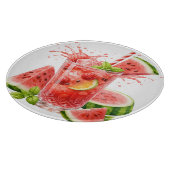 PLANCHE À DÉCOUPER BOISSON TROPICALE D'ÉTÉ AU THÈME PASTÈQUE (Coin)