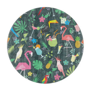 Planche À Découper Boissons D'Oiseaux Tropicaux : Vibrant Sans Fil.