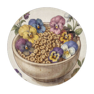 Planche À Découper Bol de céréales fleur de pensée fantaisiste
