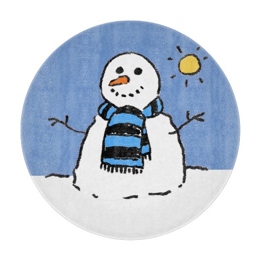 Planche À Découper Bonhomme de neige au soleil (Devant)