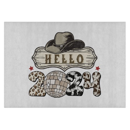 Planche À Découper Bonjour 2024 occidental (Devant)