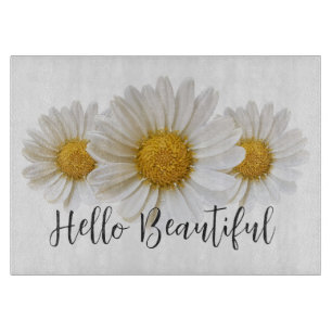 Planche À Découper Bonjour Belles Blancs Fleurs de marguerites