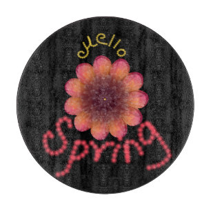 Planche À Découper Bonjour Printemps - Fleur Texturée Rose et Orange 