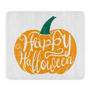 Planche À Découper Bonne lettre Halloween sur citrouille sculpté
