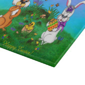 Planche À Découper Bonne Pâques ! Lapin avec lapin et poussin (Coin)