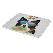 Planche À Découper Border Collie Chien avec coeurs Saint-Valentin (Coin)