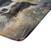 Planche À Découper Border Collie d'Halloween avec citrouilles effraya (Coin)
