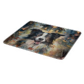 Planche À Découper Border Collie d'Halloween avec citrouilles effraya (Coin)