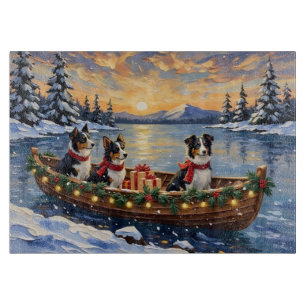Planche À Découper Border Collie Noël Bateau Vacances