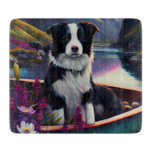 Planche À Découper Border Collie sur une pagaie : Une aventure panora