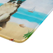 Planche À Découper Bordure Collie Dog sur la plage (Coin)