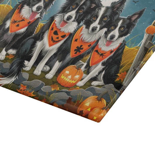 Planche À Découper Bordure Collie Halloween Éffrayant (Coin)
