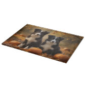 Planche À Découper Bordure Collie Puppy Automne Citrouille de plaisir (Coin)