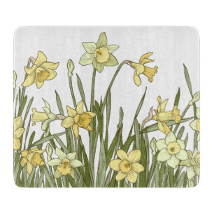 Planche À Découper Bordure florale de jonquilles jaunes sur