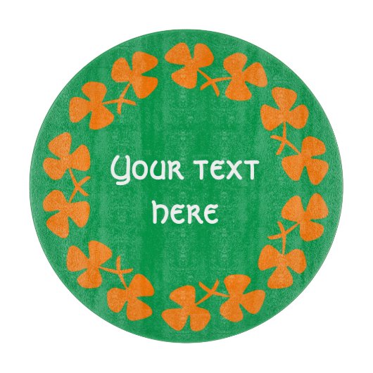 Planche À Découper Bordure Shamrock orange Ajouter un texte (Devant)