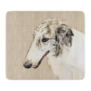 Planche À Découper Borzoi (Argent Brindle) Peinture Chien Art origina
