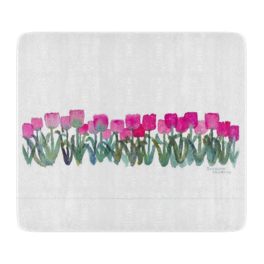 planche à découper bosquet de tulipes roses (Devant)