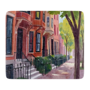 Planche À Découper Boston Été Massachusetts Brownstones
