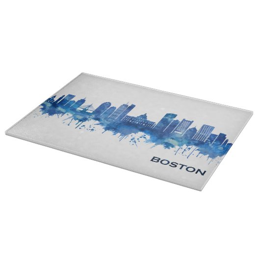Planche À Découper Boston Massachusetts Skyline Blue (Coin)