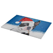 Planche À Découper Boston Terrier Chien dans neige Noël Joyeux vacanc (Coin)