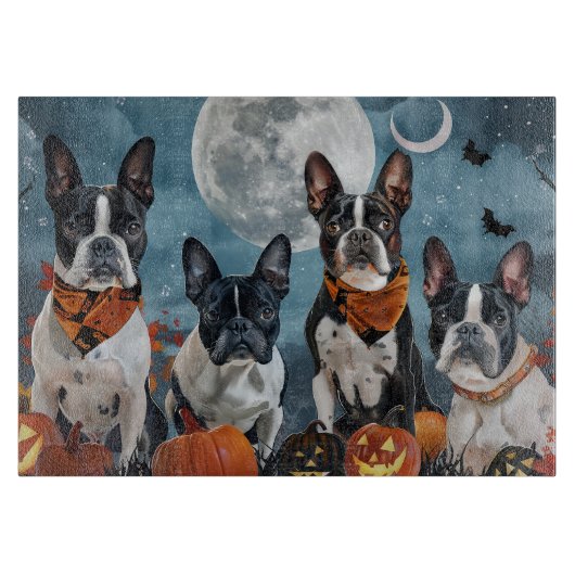 Planche À Découper boston terrier Halloween Éffrayant (Devant)