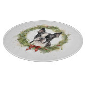 Planche À Découper Boston Terrier Noël Wreath Festive Pup (Coin)