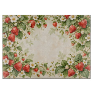 Planche à découper botanique à motif de fraise à l